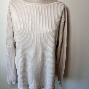 J. Jill Size XL Ivory Cream Ribbed Sweater